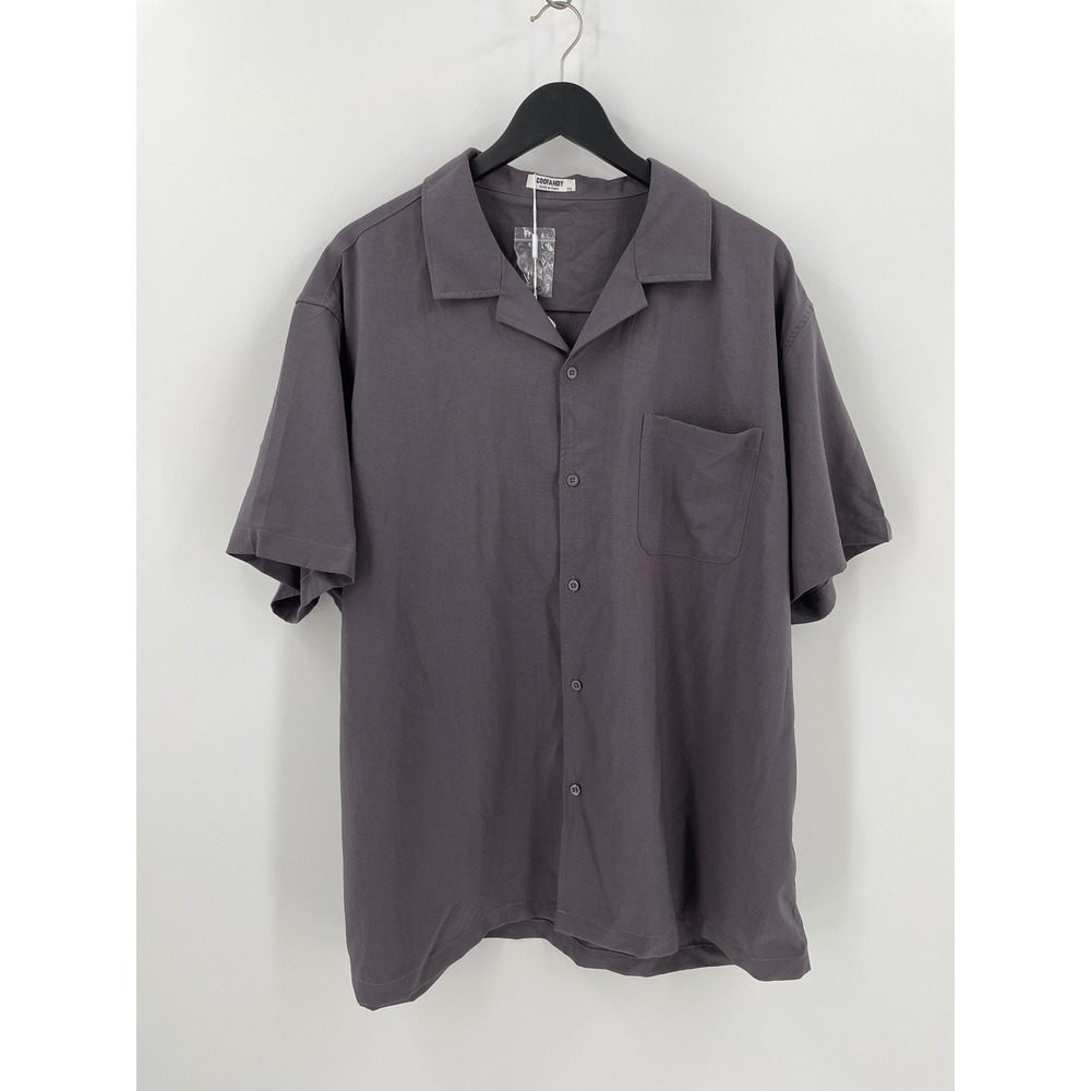 Coofandy Mens 3XL Charcoal Gray Short Sleeve Camp Collar Button Down Shirt